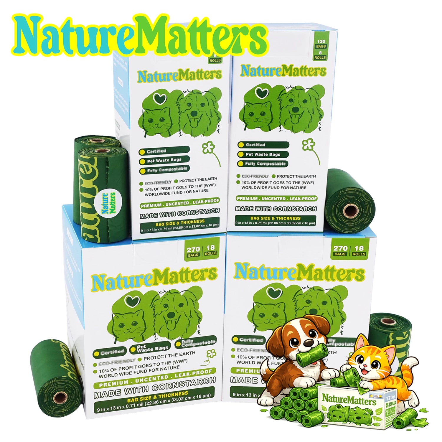 NatureMatters Certified Compostable Pet Waste Bags