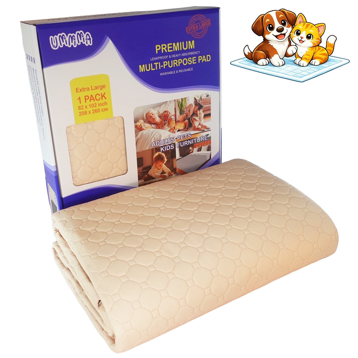 UMMMA Multipurpose Protection Pad – Beige, 82" × 102"