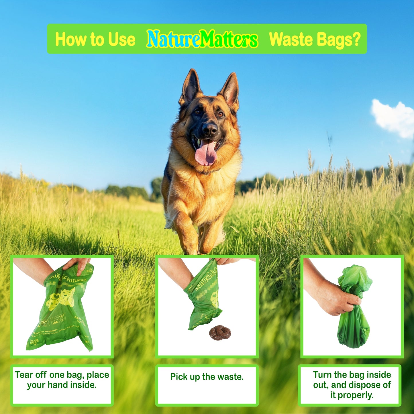 NatureMatters Certified Compostable Pet Waste Bags – 270 Count